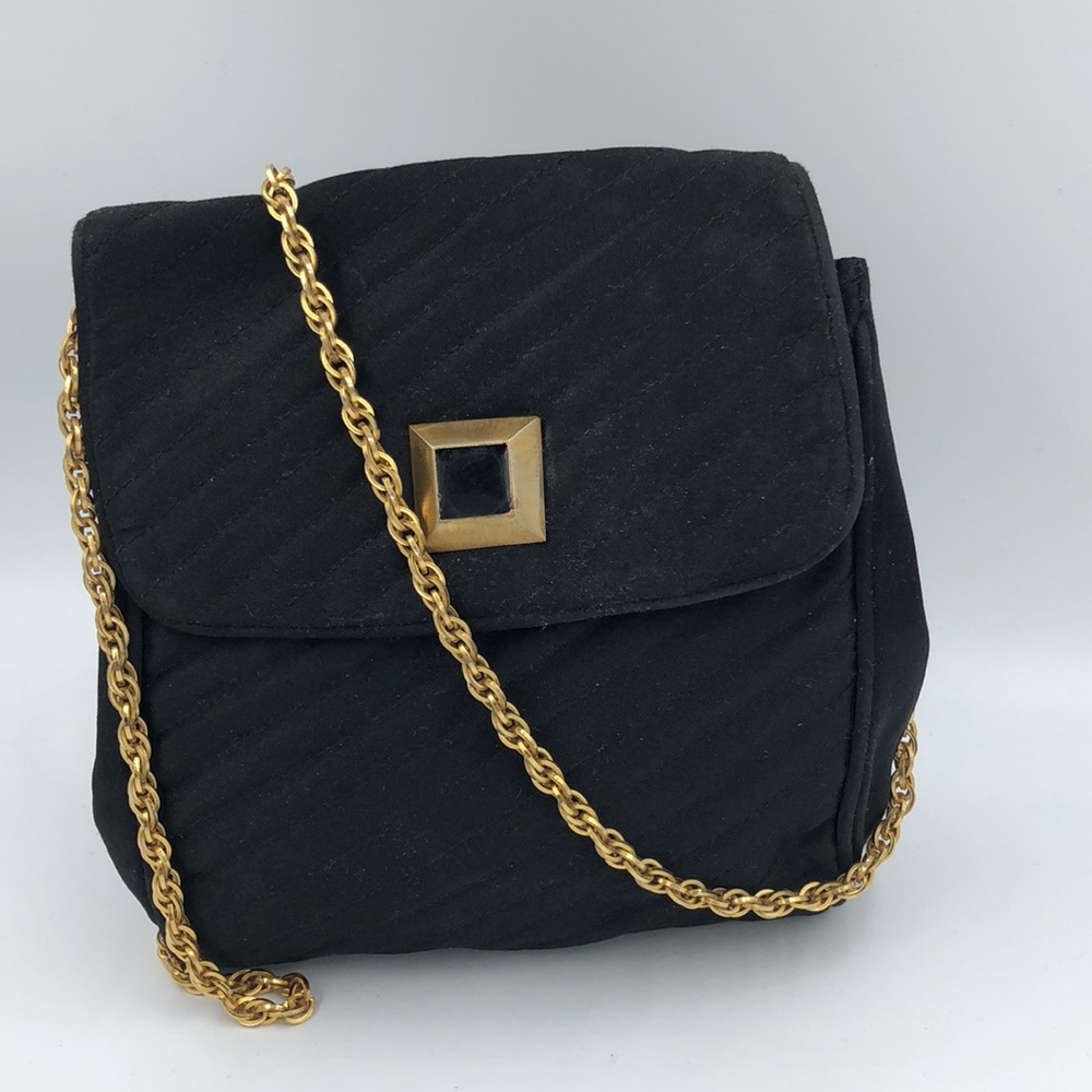 Greta Black Satin Evening Bag